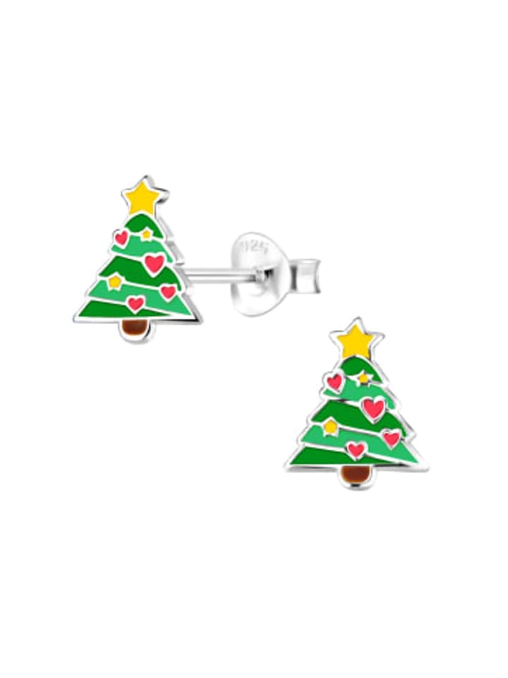 

Alexander York Серьги-гвоздики в виде сердечек в форме рождественской елки из серебра 925 пробы, комплект из 2 штук