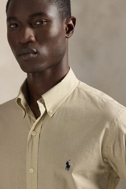 Рубашка мужская из эластичного хлопка Polo Ralph Lauren, бежевый — фото 4