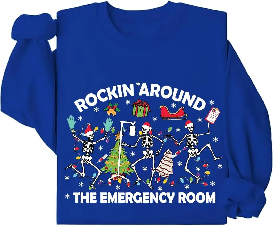 

Рождественская толстовка ER Nurse с принтом Rocking Around The Emergency Room Cynvor