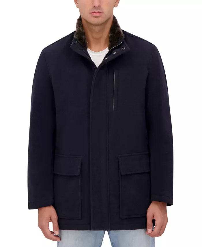 

Мужское шерстяное пальто Car Coat с ворсом Cole Haan, синий