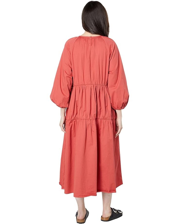

Платье SUNDRY Shirred Cotton Woven Tiered Dress, ржавый