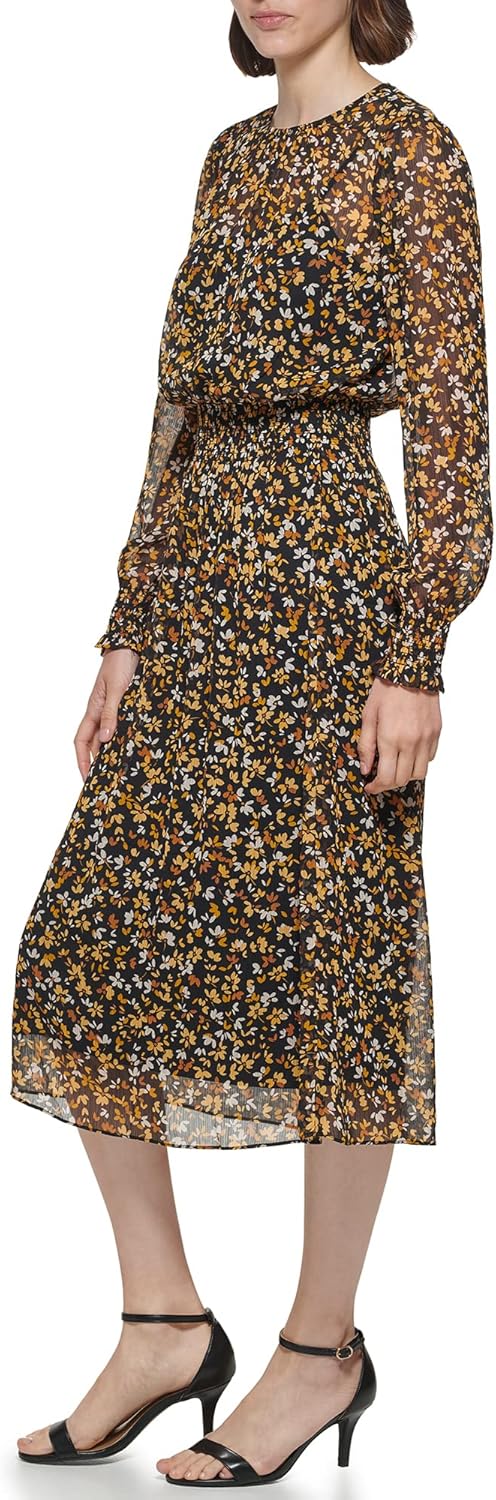 Женское платье миди с приталеннной талией от Tommy Hilfiger, Black/Sunflower — фото 2