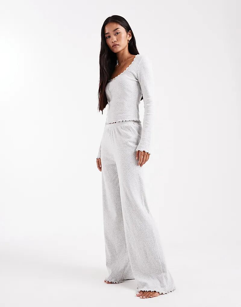 

Брюки Miss Selfridge Pointelle широкого кроя светло-серого цвета