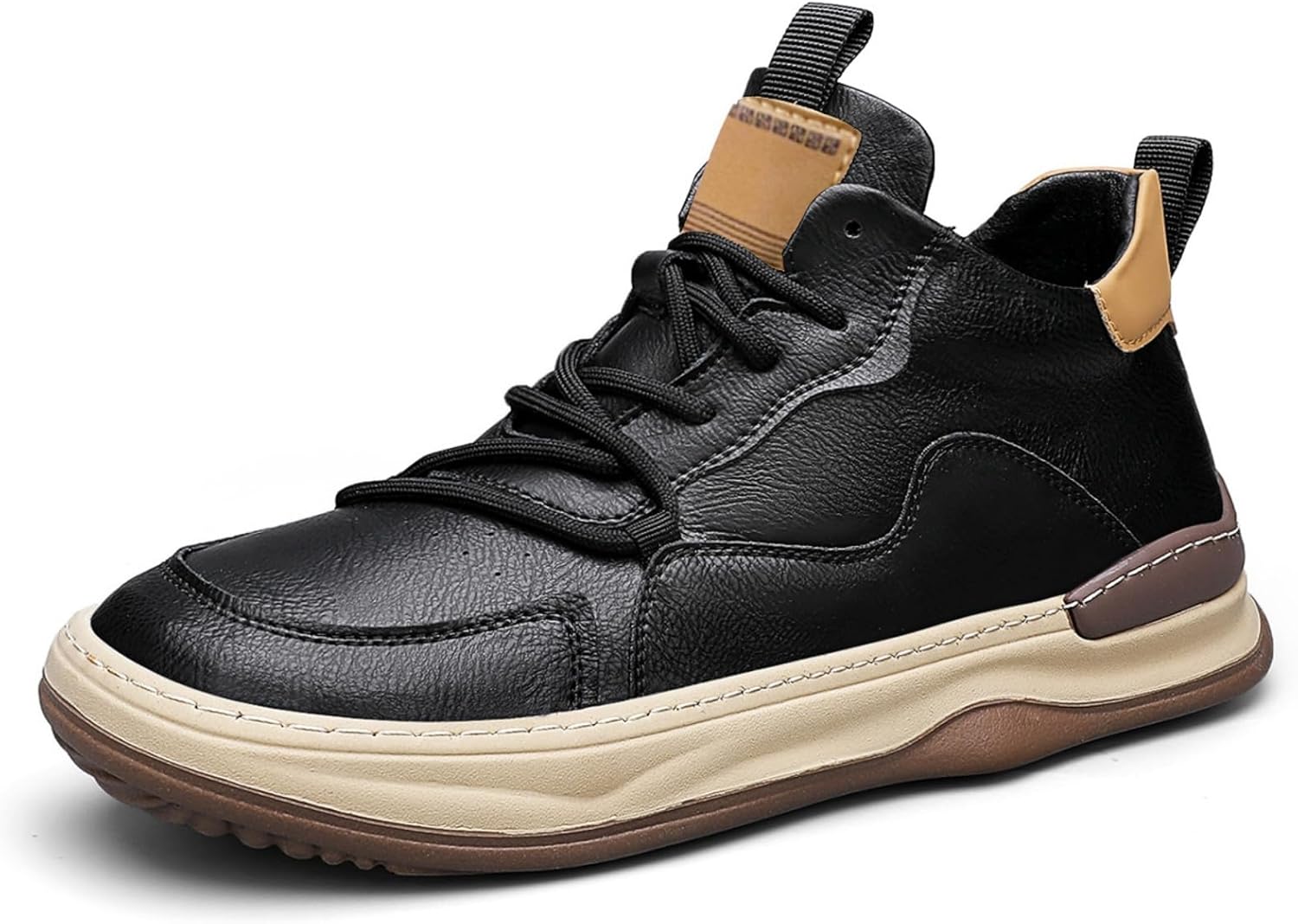 

Мужские повседневные кроссовки с высоким верхом, модные, противоскользящие, с толстой подошвой, удобные для ходьбы, для повседневного стиля и легких физических упражнений Kelibasi, черный