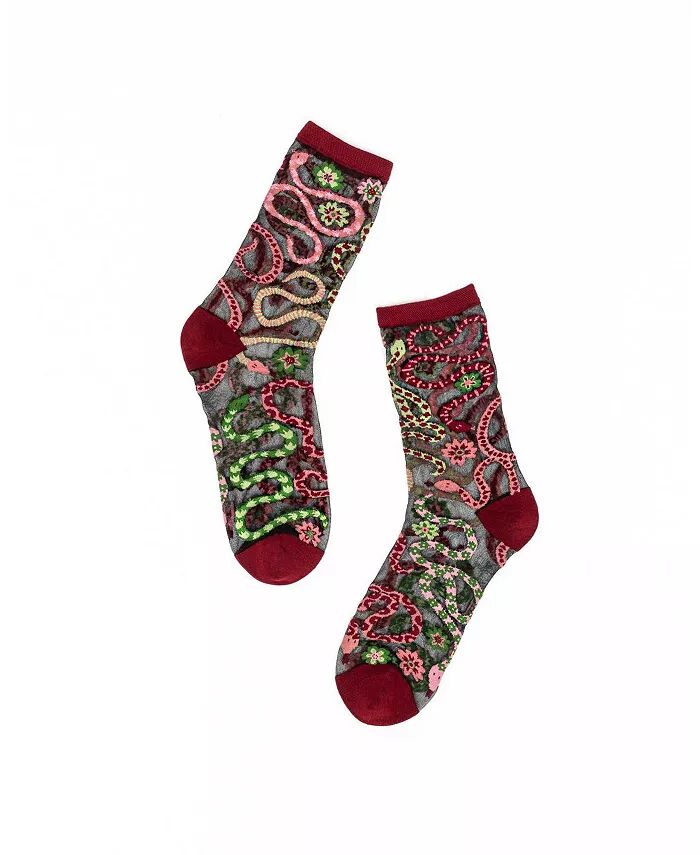 

Женские прозрачные носки Serpentine Floral черного цвета Sock Candy