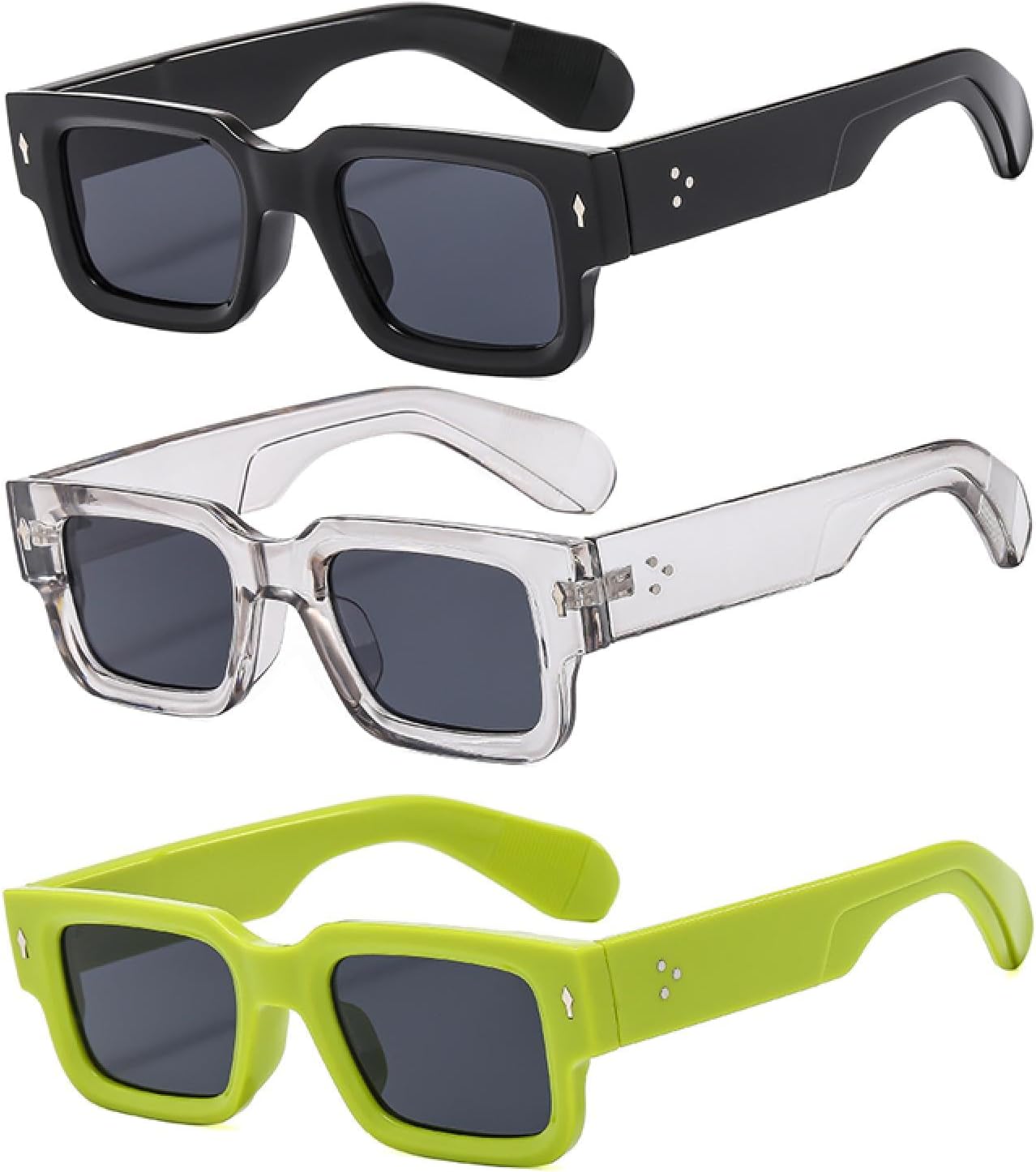 

Солнцезащитные очки с защитой от УФ-излучения UV400 | Большая оправа с заклепками | Для женщин и мужчин, для занятий спортом на открытом воздухе и вождения DSVIGF, 3pcs Z10