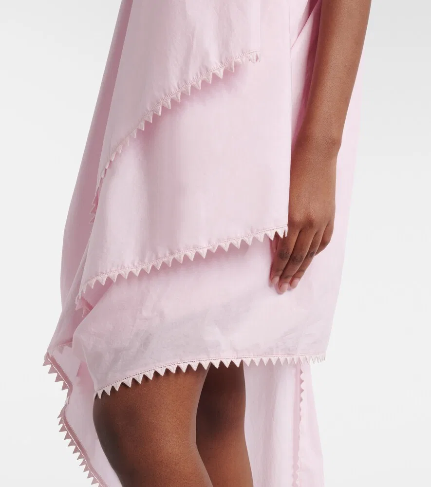 Асимметричное мини-платье из хлопкового поплина Traversin Jacquemus, розовый — фото 4