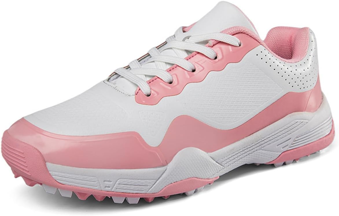 

Мужские и женские гольф-кроссовки широкого типа, с шнуровкой, противоскользящие, легкие, водоотталкивающие, для ходьбы Omcam, розовый