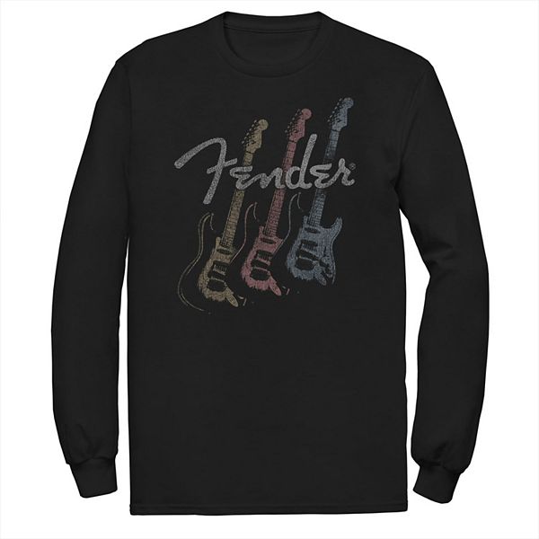

Футболка с длинным рукавом Big & tall fender stacked guitar faded logo Licensed Character
