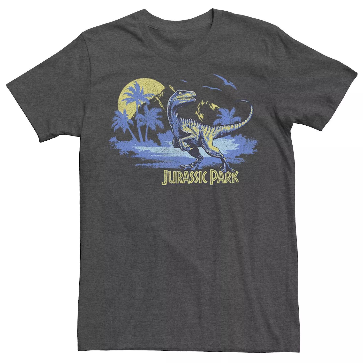 

Мужская футболка с потертостями и портретом Raptor Jurassic Park