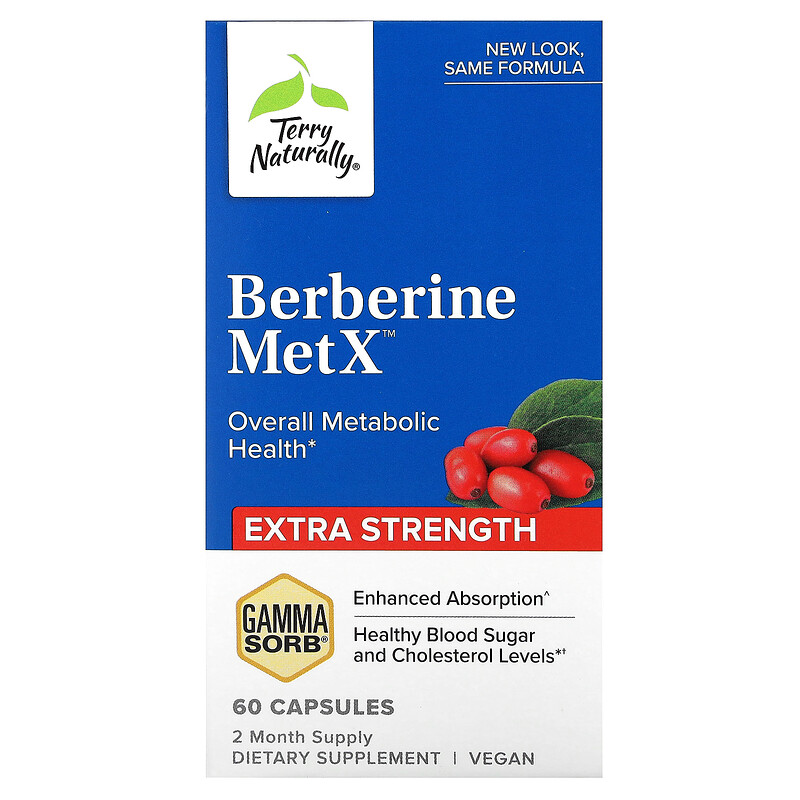 

Terry Naturally, Berberine MetX, повышенная сила действия, 250 мг, 60 капсул