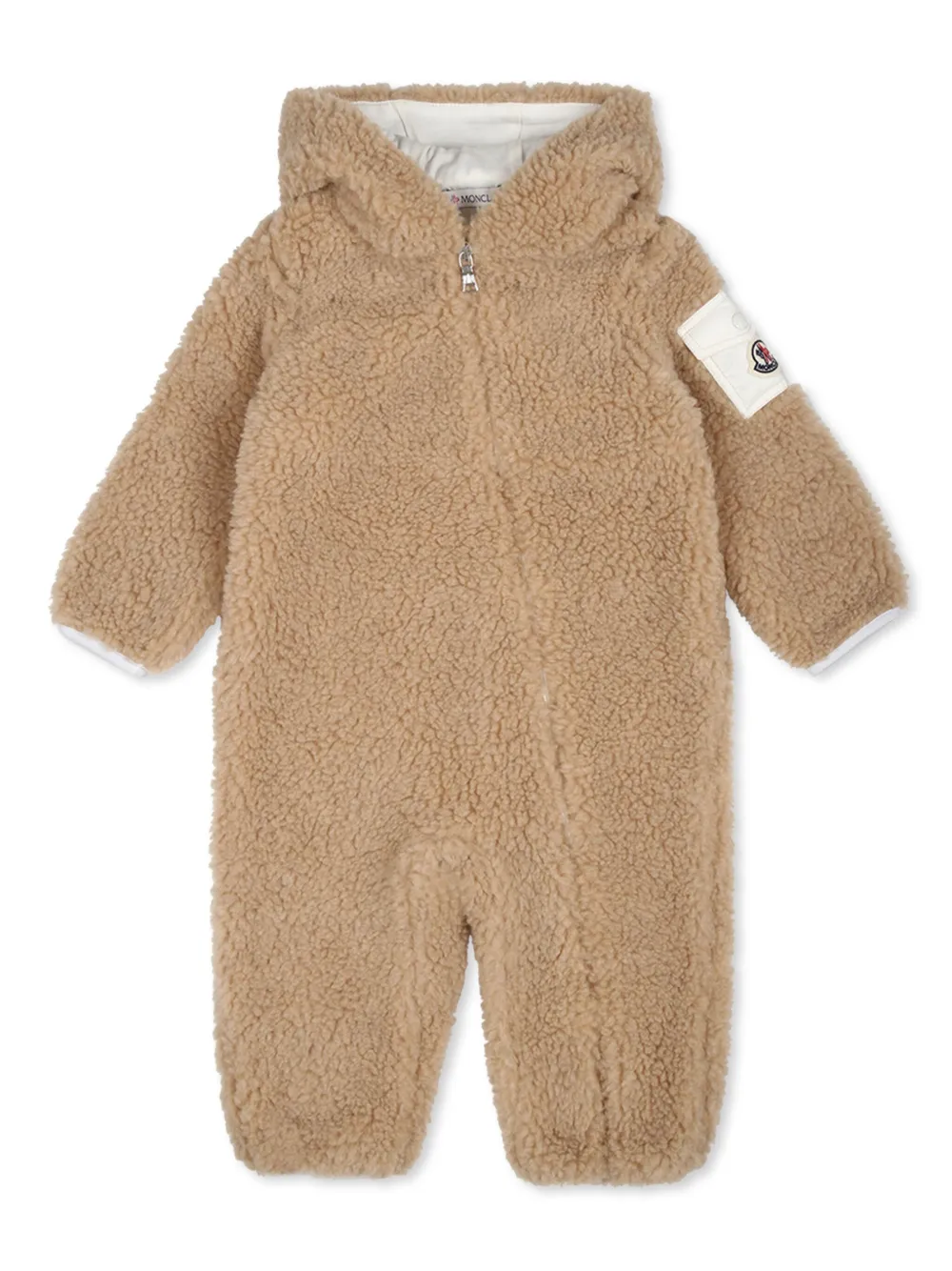 

Флисовый комбинезон с нашивкой-логотипом Moncler Enfant, нейтральный