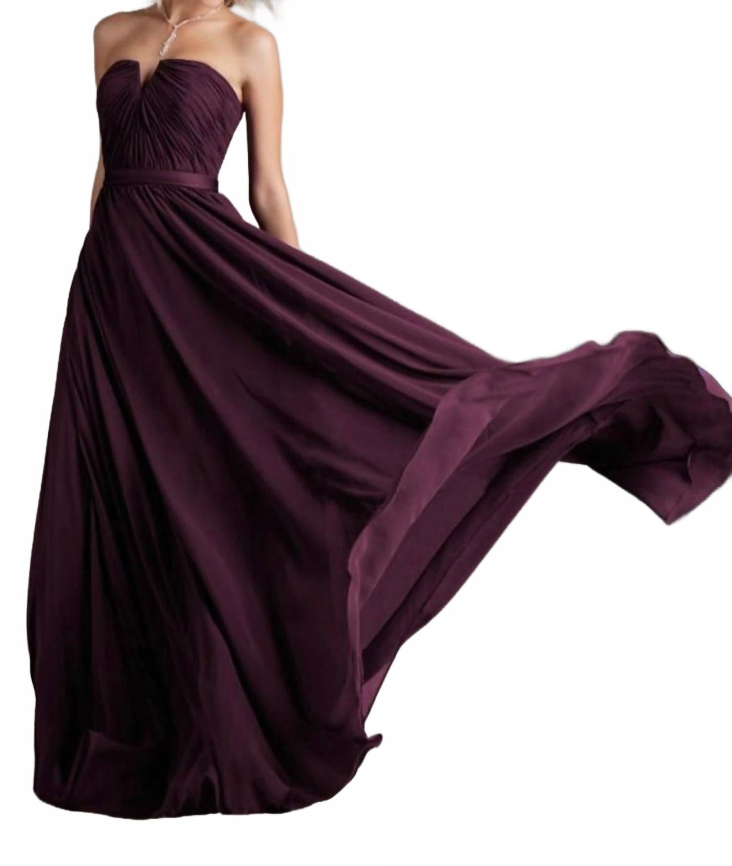 

Шифоновое платье с V-образным вырезом в цвете баклажан Angelina Faccenda, Eggplant