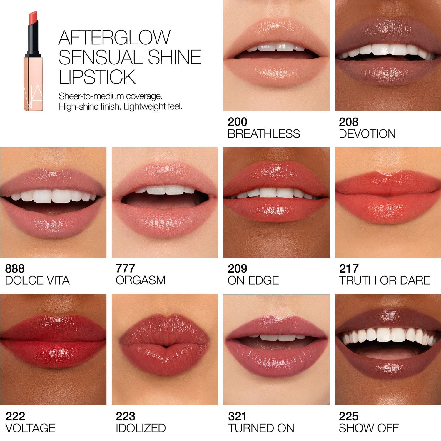 Помада для губ afterglow sensual shine Nars, dolce vita, вес 1.5 гр. — фото 4