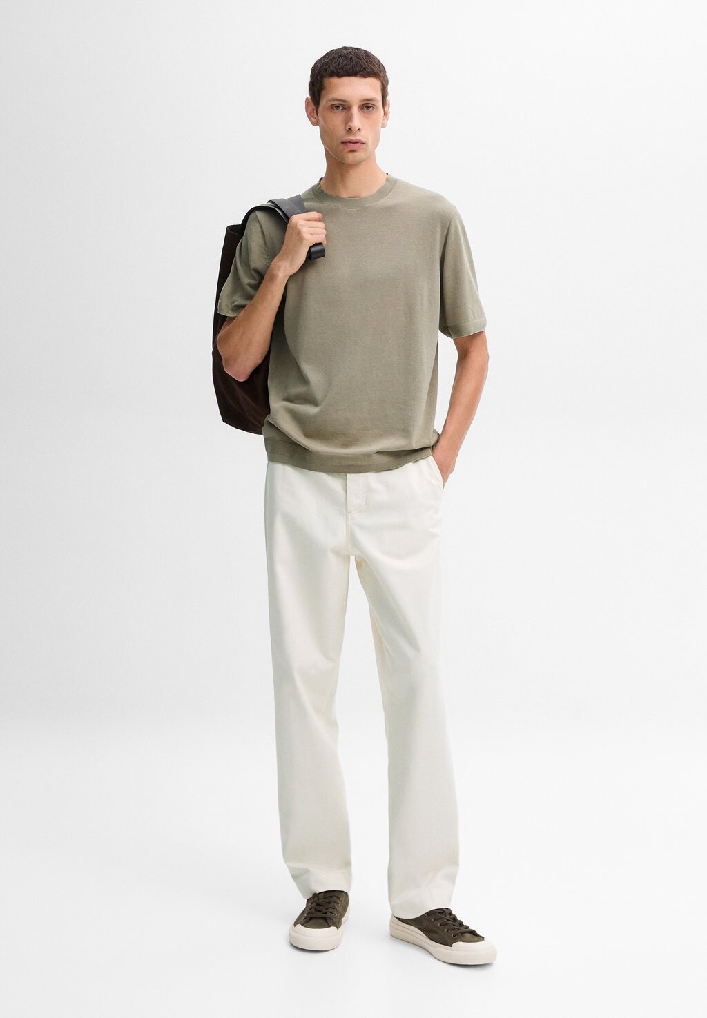 

Базовая футболка STUDIO SHORT SLEEVE Massimo Dutti, светло-зеленый