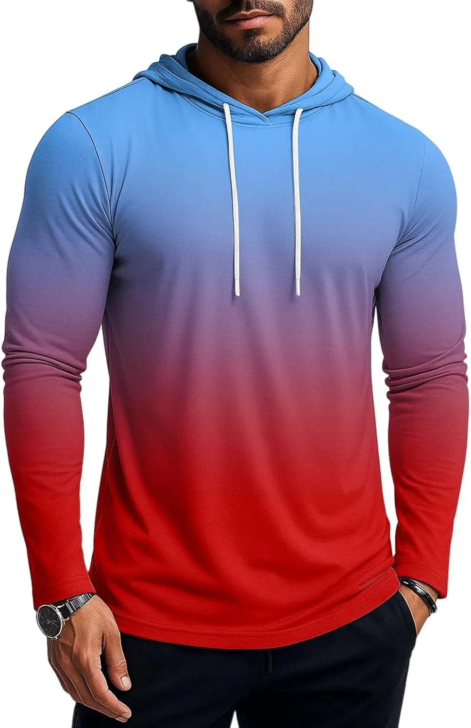 

Ymosrh мужская толстовка с длинным рукавом градиентного цвета для тренировок и бега, M-3XL