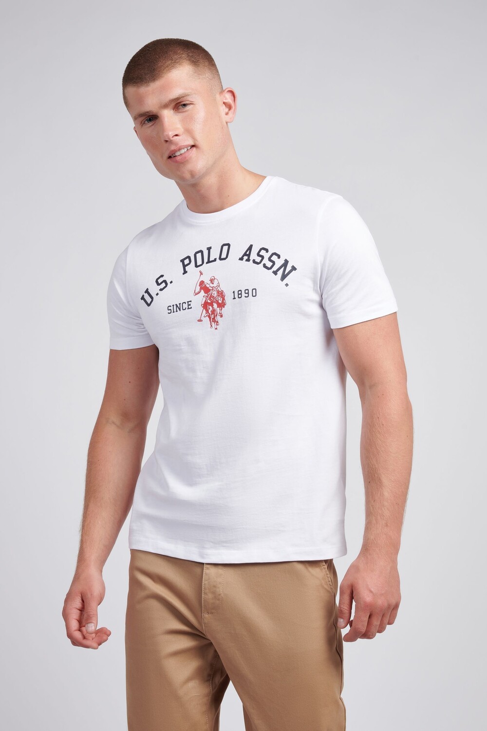 

Мужская фирменная футболка с принтом арки из 100% хлопка U.S. Polo Assn, белый