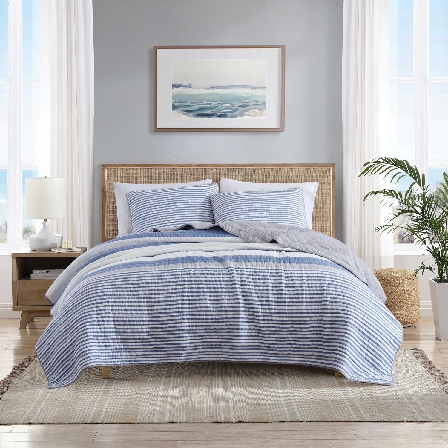 

Синий комплект одеял и накладок Nautica Fairwater Blue Twin, цвет Nrf 2 Navy