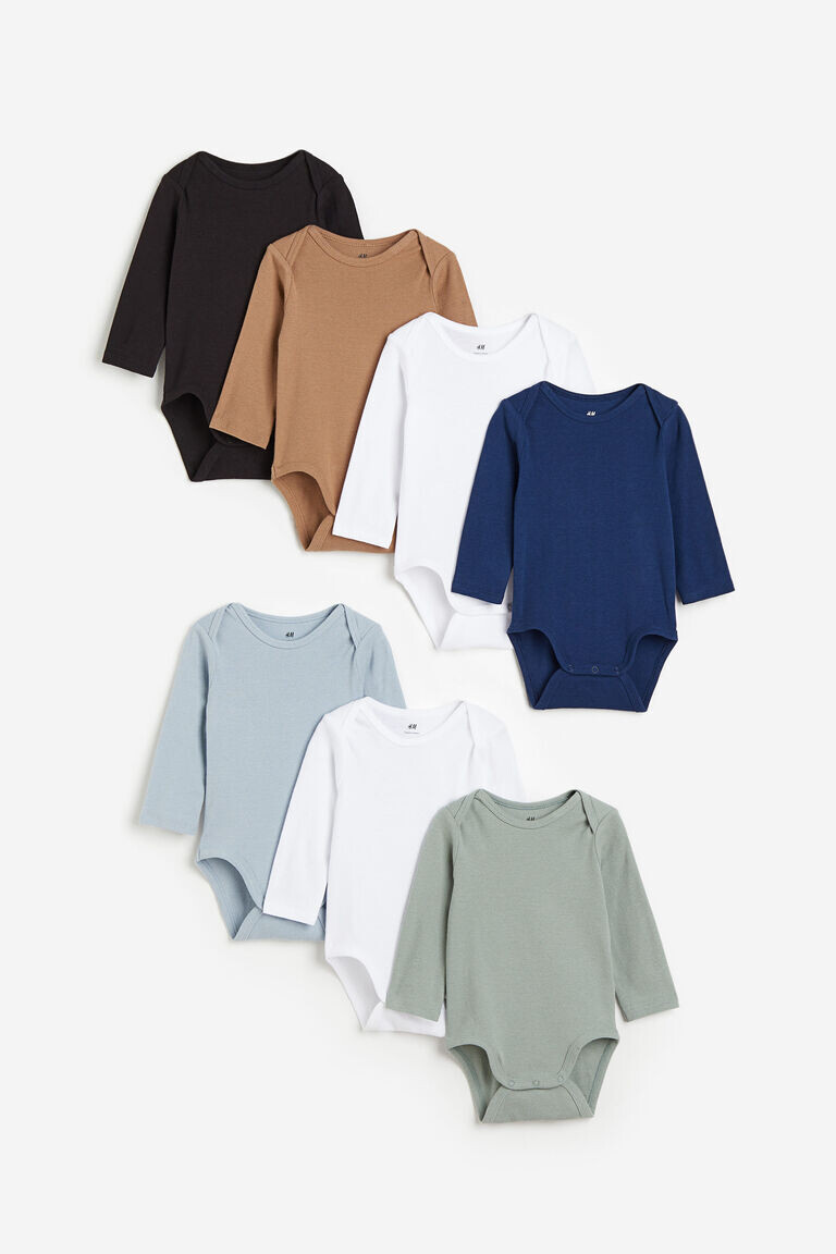 

Комплект из 7 боди с длинными рукавами H&M, синий