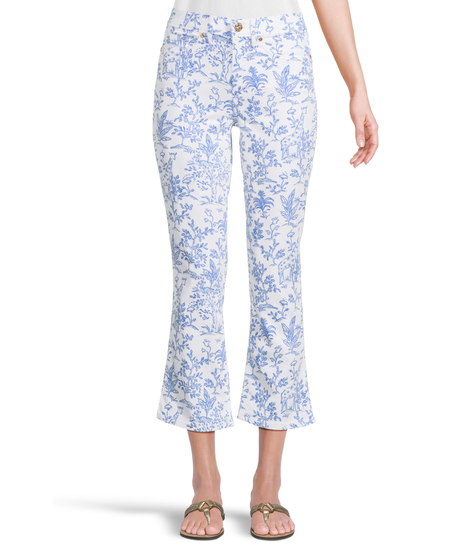 

Брюки Lilly Pulitzer Annet High-Rise Crop Flare, цвет Resort White Tall Tales