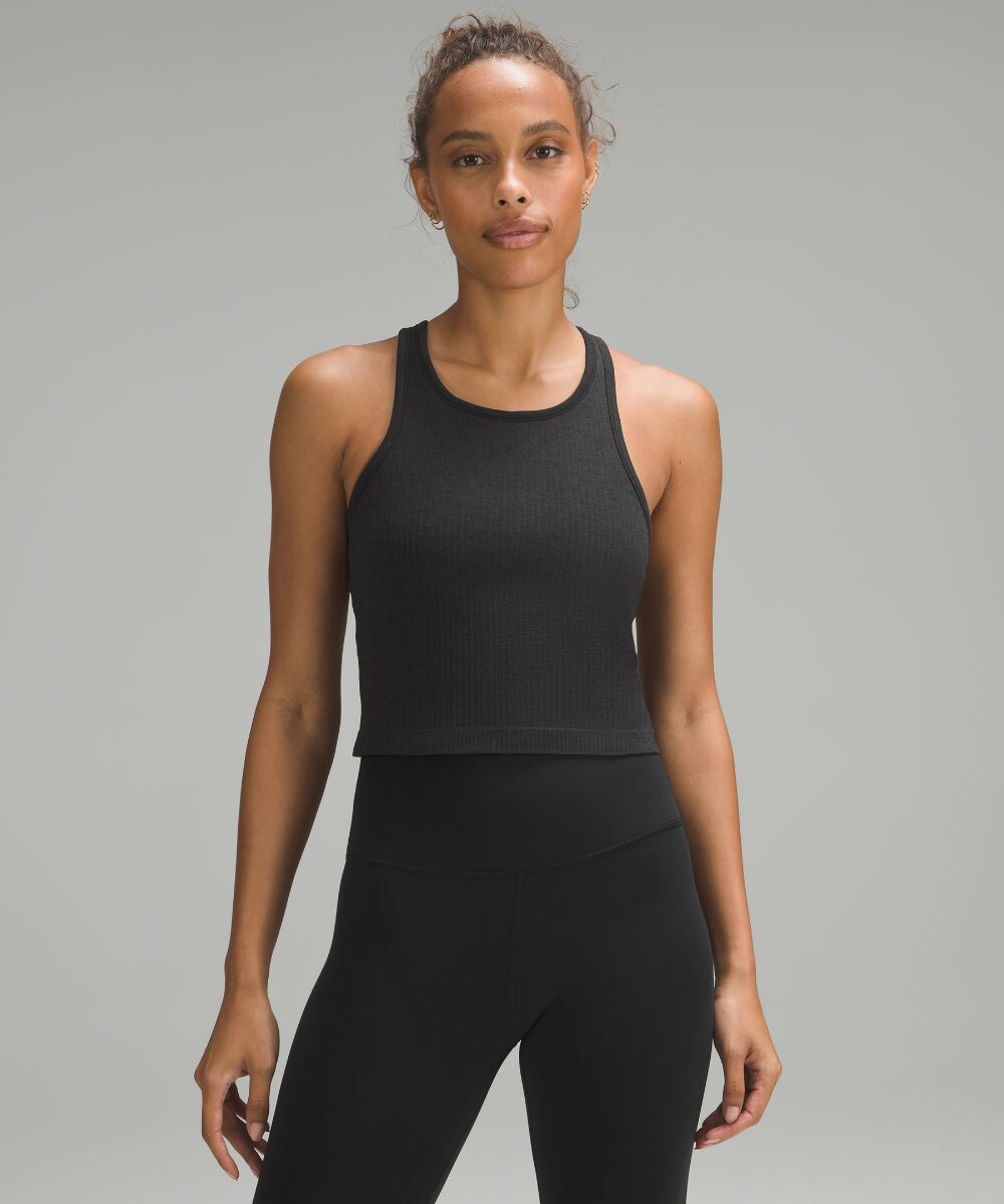 

Укороченная майка с открытой спиной Ebb to Street Lululemon, черный