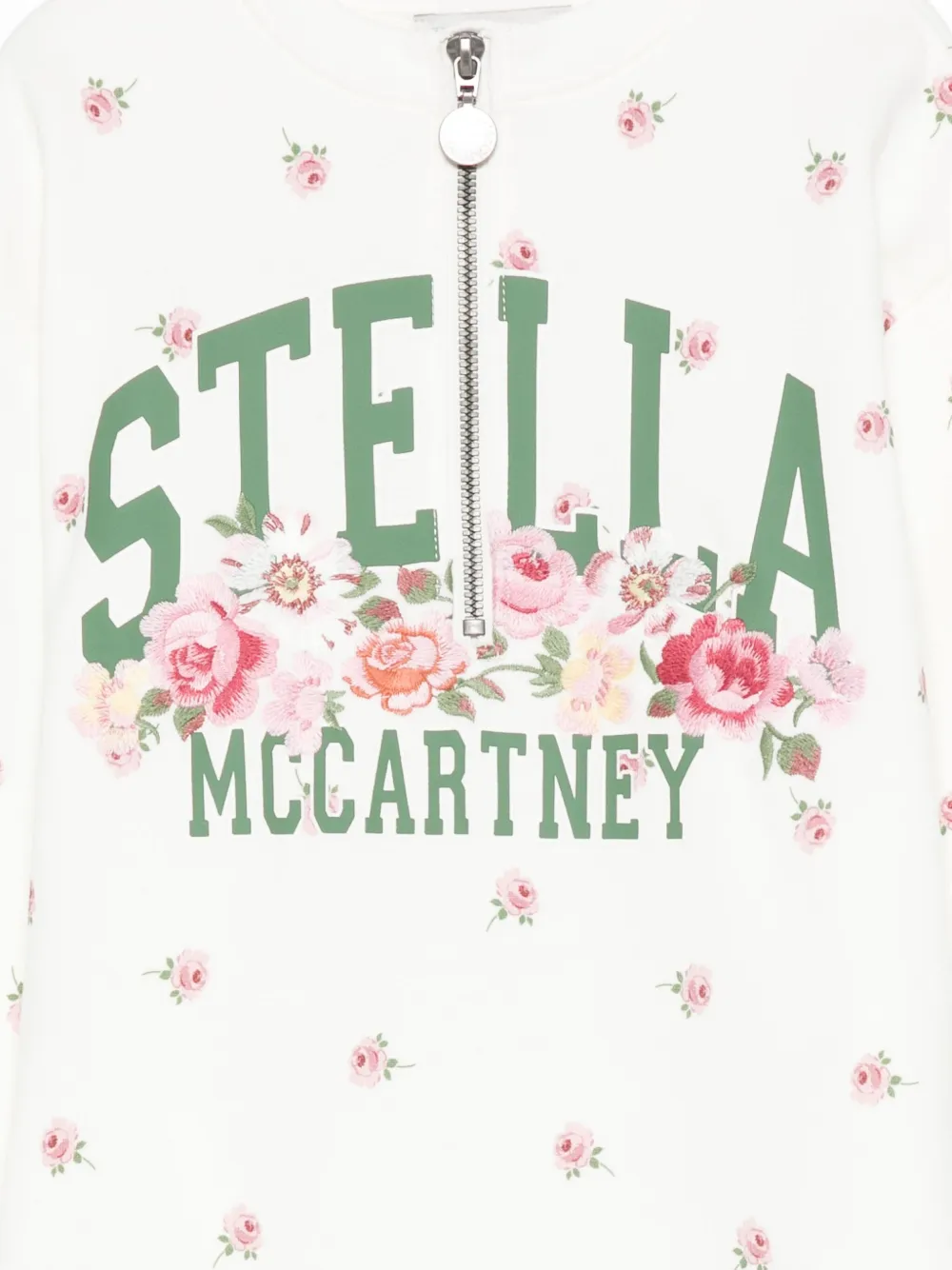 Платье с цветочным принтом и застежкой-молнией спереди Stella McCartney Kids, белый — фото 3