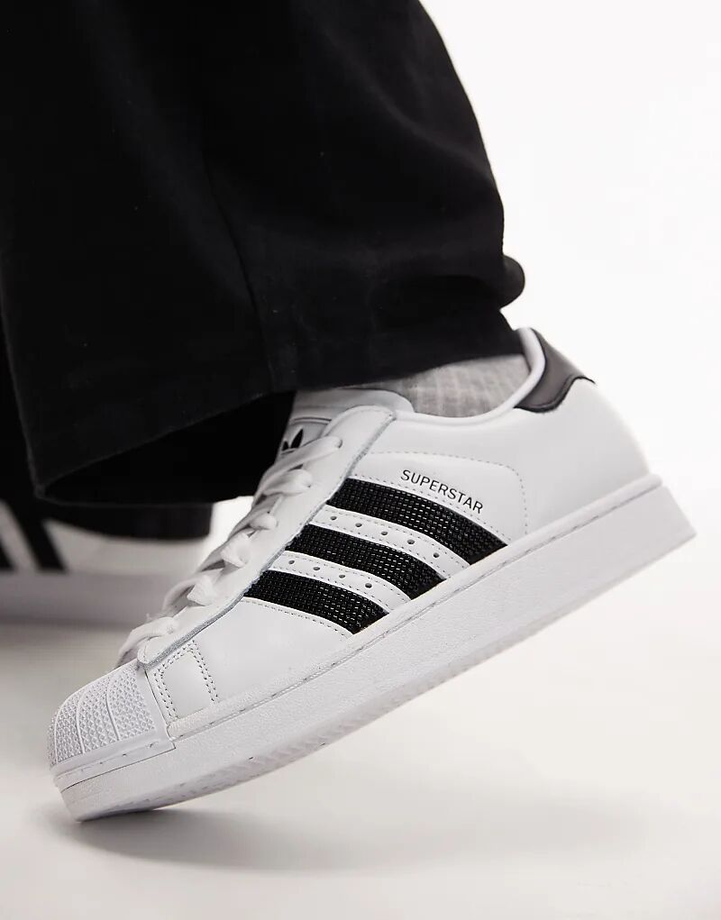 Кроссовки Adidas Originals Superstar II белого и черного цвета с бусинами — фото 3