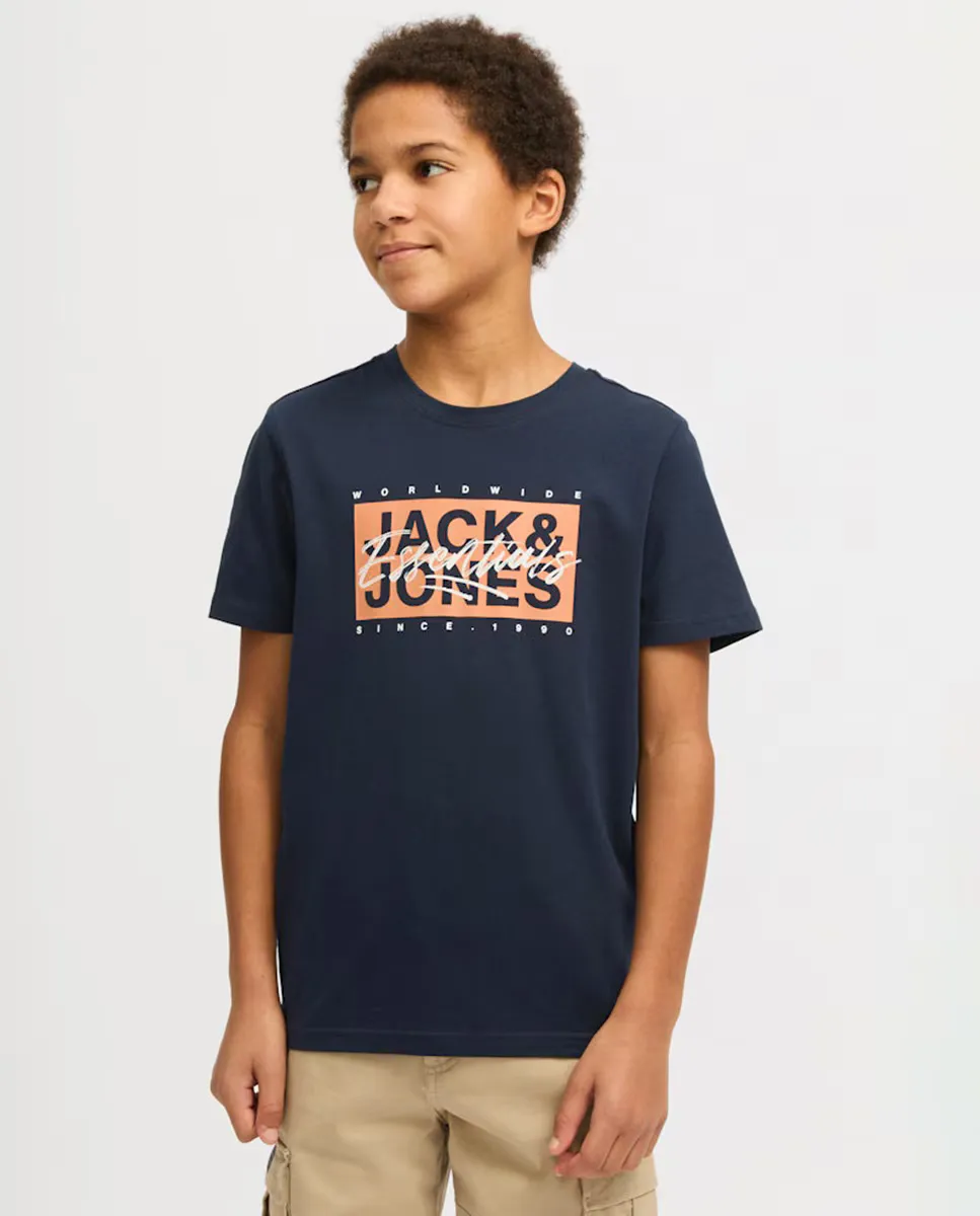 

Футболка для мальчиков с короткими рукавами и логотипом спереди Jack & Jones, голубой
