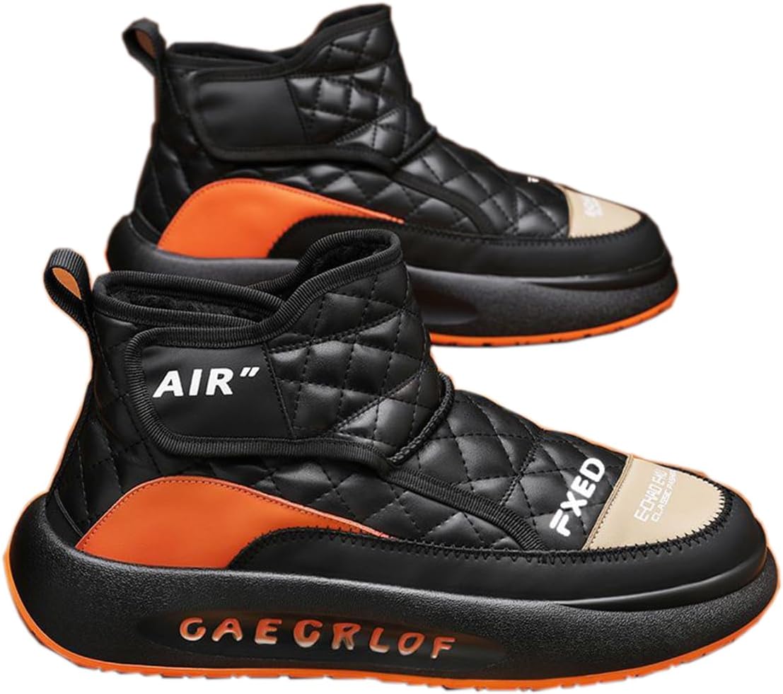 

Мужские зимние снежные ботинки водонепроницаемые теплые с меховой подкладкой противоскользящие ботинки на щиколотку повседневные для прогулок на улице Zhoupulp, оранжевый