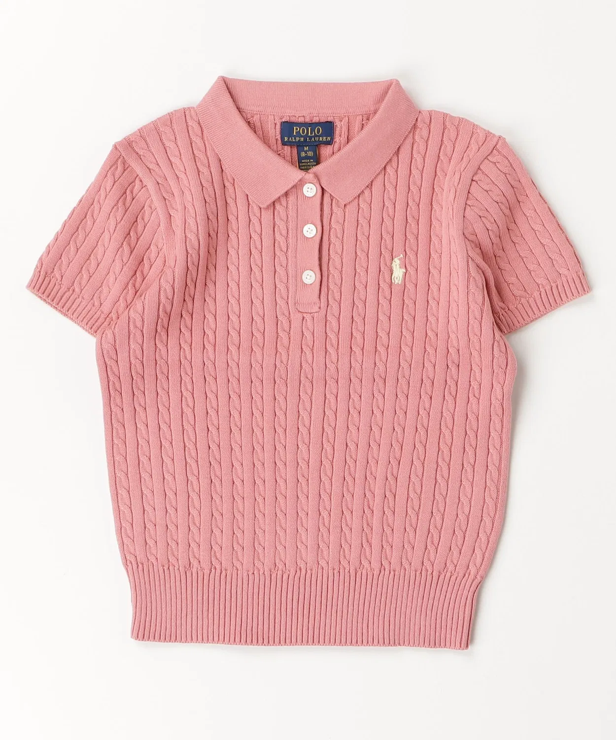 Свитер поло из хлопка с мини-косами Ralph Lauren, розовый — фото 3