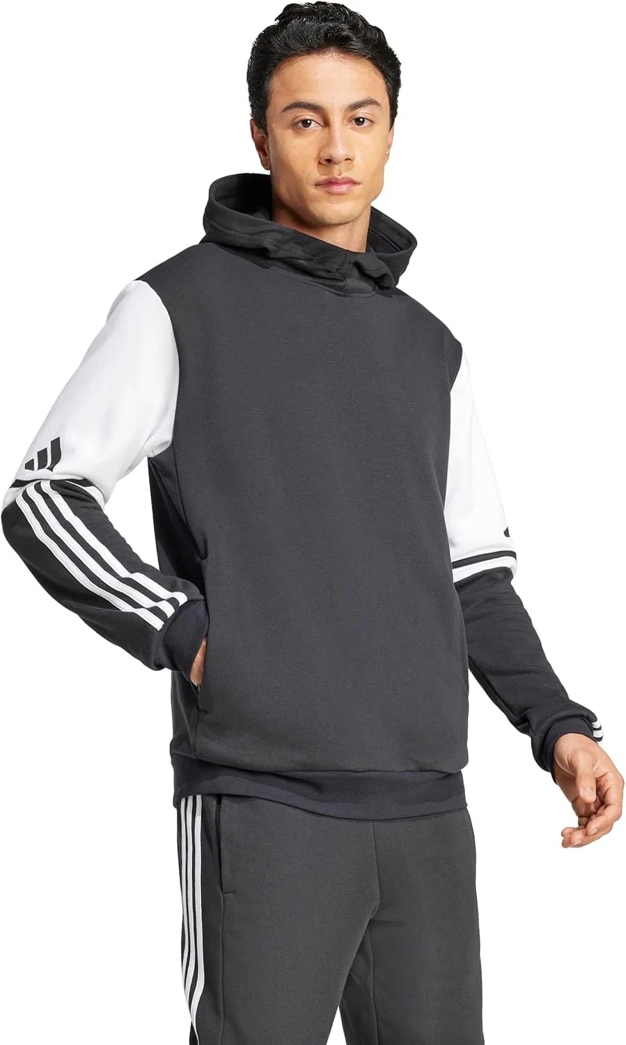 Толстовка флисовая adidas, цвет Black/White — фото 2