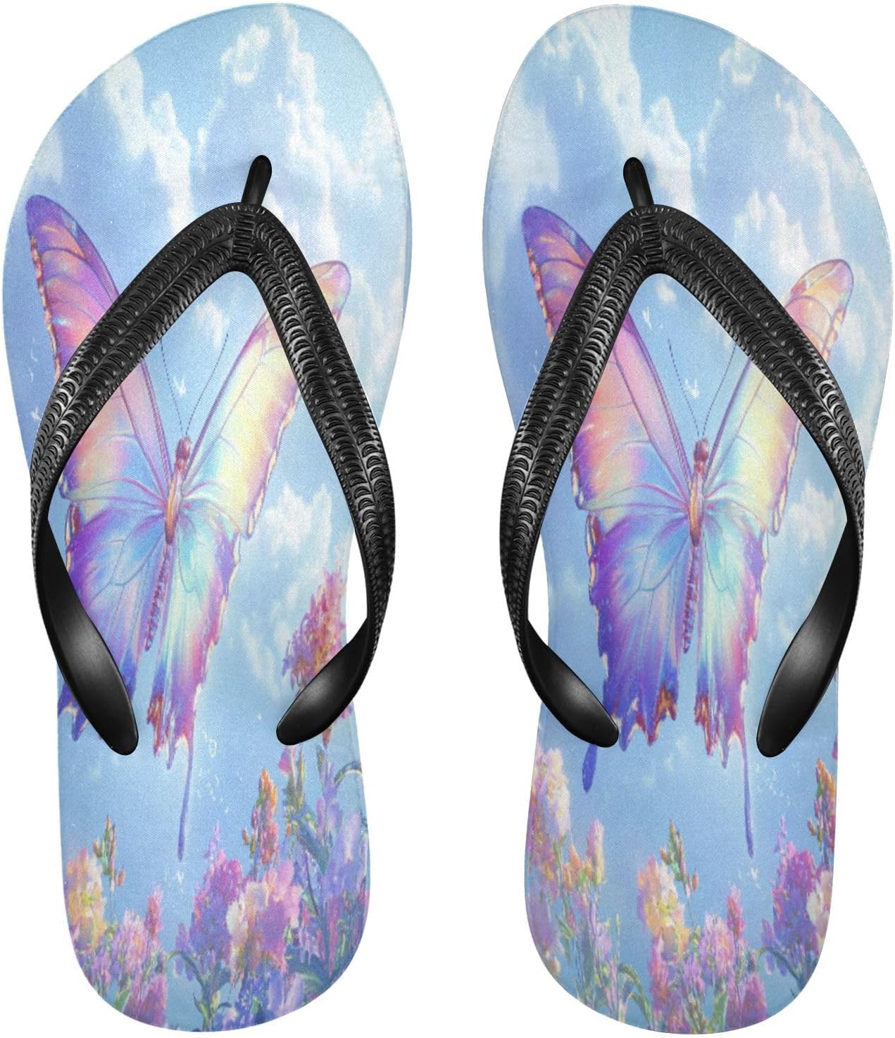 

Женские и мужские пляжные шлепанцы-бабочки небесно-голубого цвета, резиновые, противоскользящие, летние тапочки для душа и прогулок Sinestour