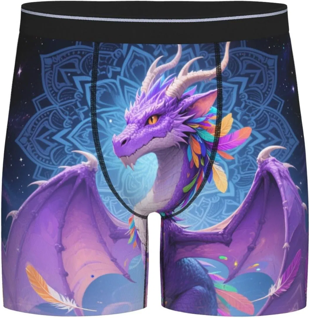 Боксеры с принтом дракона, Purple Dragon1