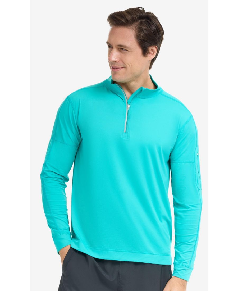 

Мужская солнцезащитная футболка с защитой от солнца UPF 50+ и имитацией молнии BloqUV, Caribbean blue