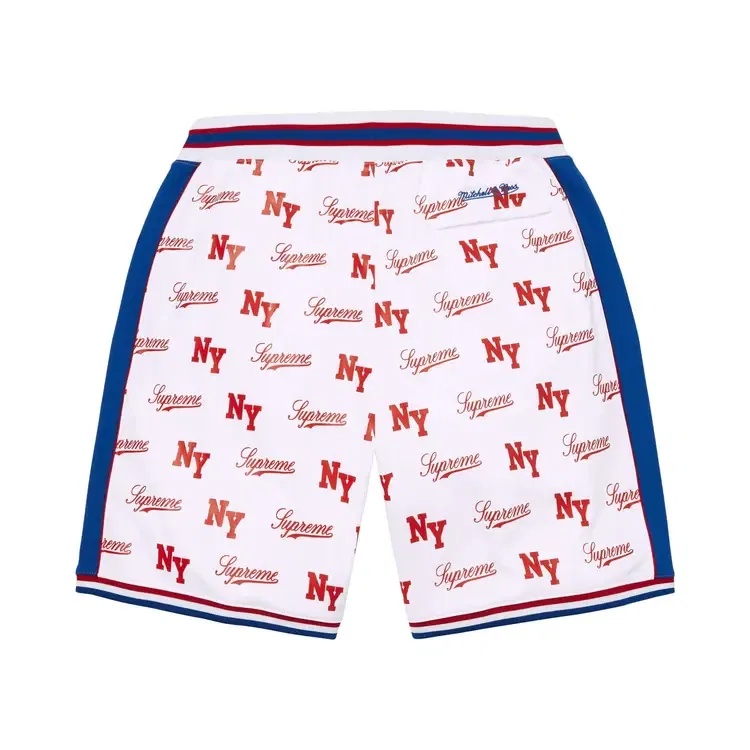 Шорты Supreme x Mitchell & Ness Monogram Short, белый — фото 2