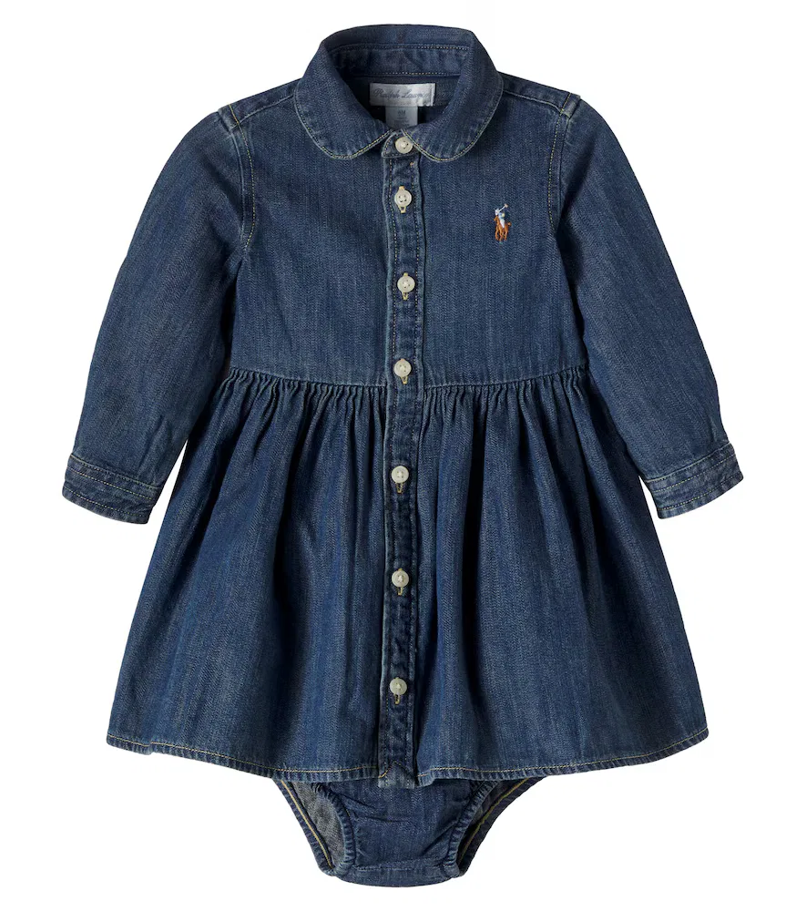 Детский джинсовый комплект: платье и панталончики Polo Ralph Lauren Kids, синий