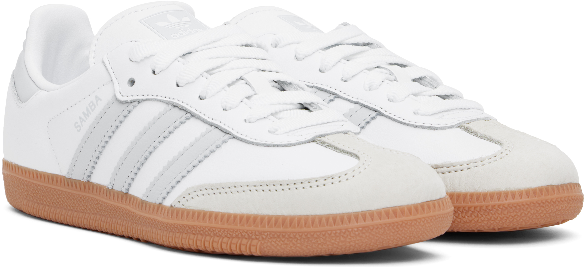 Бело-серые кроссовки Samba OG Adidas Originals, Cloud white/Halo blue/Off white — фото 4