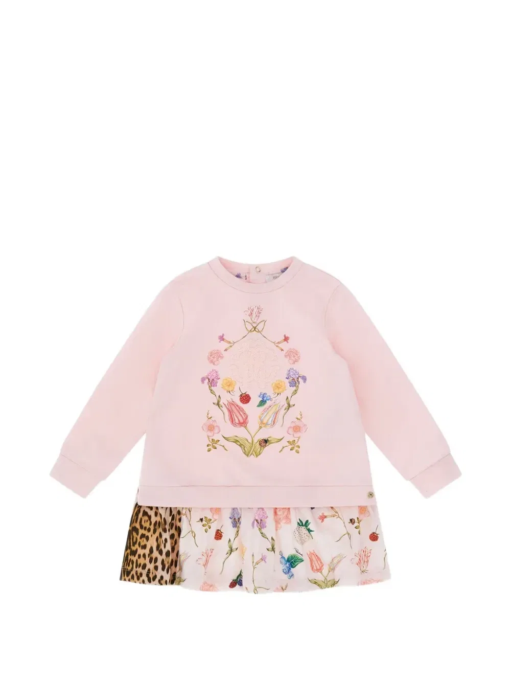 Платье с цветочным и леопардовым принтом Roberto Cavalli Junior, розовый
