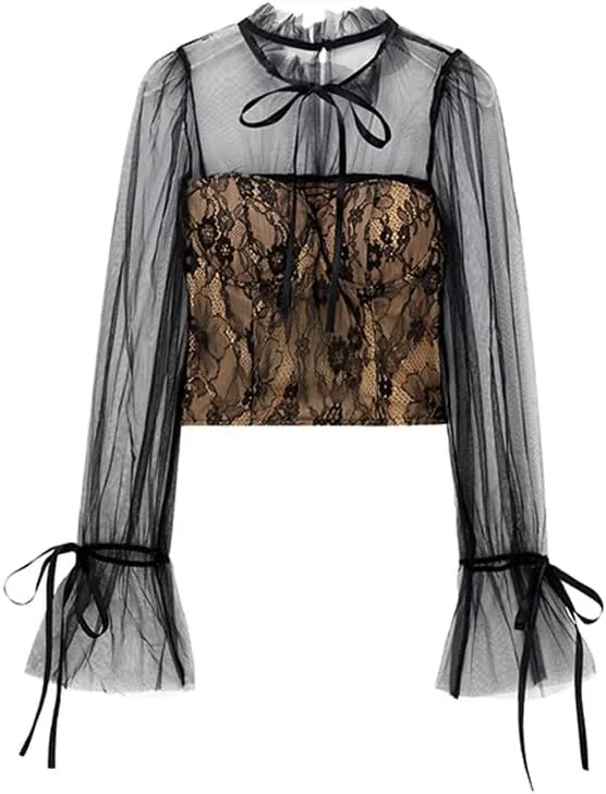 

Женская футболка с кружевом и плиссировкой YWMLFZ