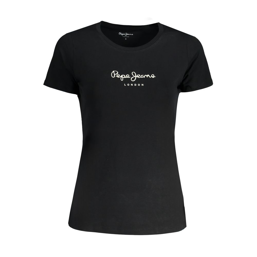 

Черная хлопковая футболка Pepe Jeans, черный