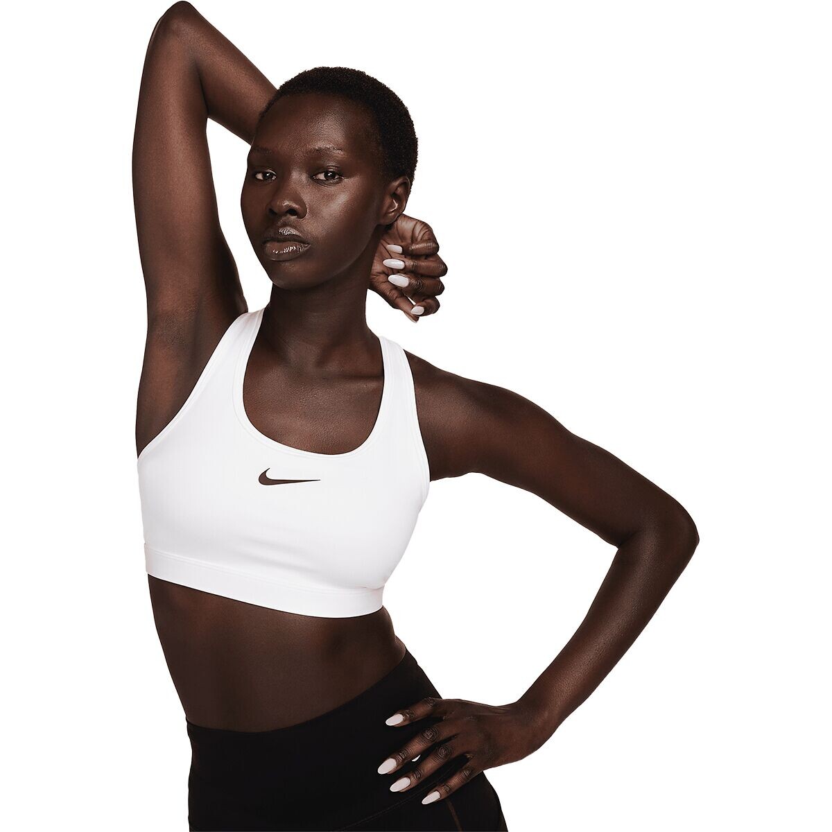

Спортивный бюстгальтер swoosh med Nike, цвет white/stone mauve/black