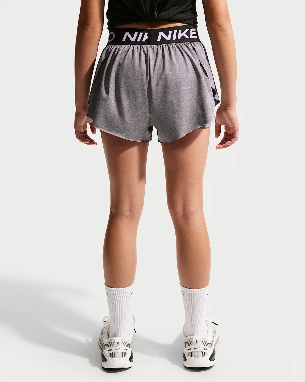 Детские (девочки) шорты Nike Pro Dri-FIT 2-in-1, Carbon Heather/Black/White — фото 3