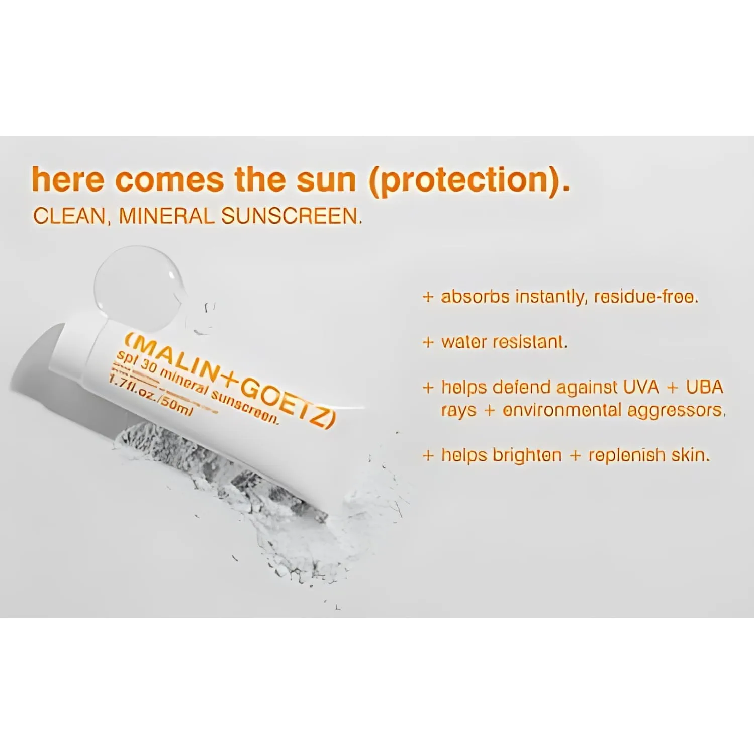 MALIN+GOETZ SPF 30 минеральный солнцезащитный крем для лица и тела с оксидом цинка, диоксидом титана и маслом ши, увлажняющий и осветляющий, веганский, безопасный для рифов, без жестокости (50 мл), Cranberry — фото 3