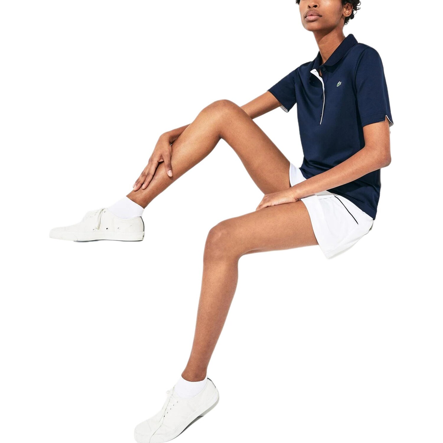 Рубашка поло женская Lacoste, темно-синяя — фото 2
