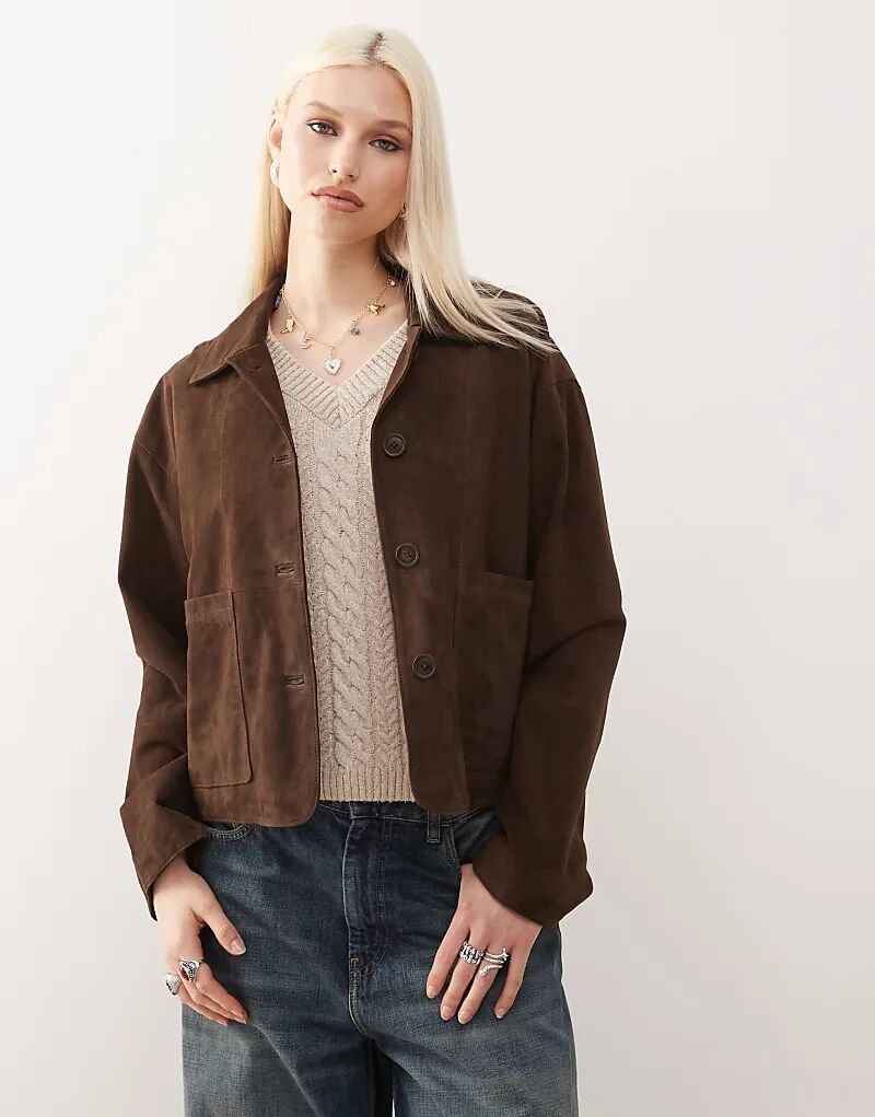 

Сумка-харрингтон Barneys Originals из натуральной замши цвета шоколада