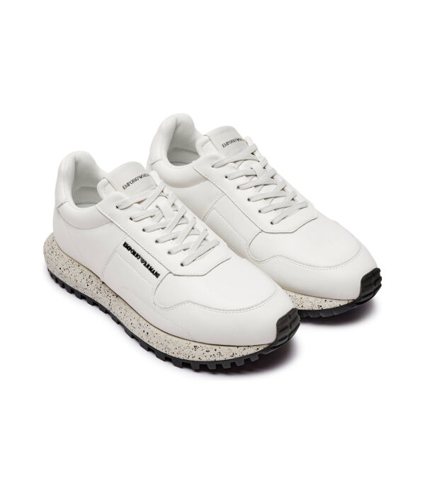 Кроссовки мужские Emporio Armani кожаные однотонные, белый — фото 3