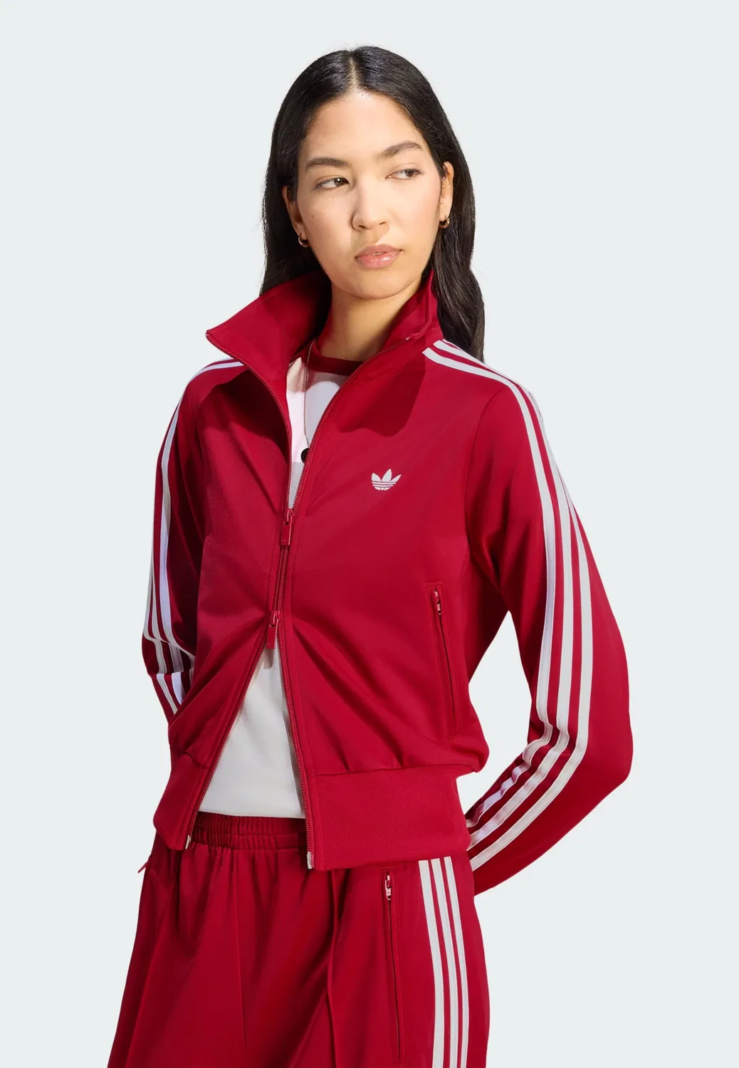 Худи на молнии Adidas Originals Firebird Classic в ярко-красном цвете — фото 4