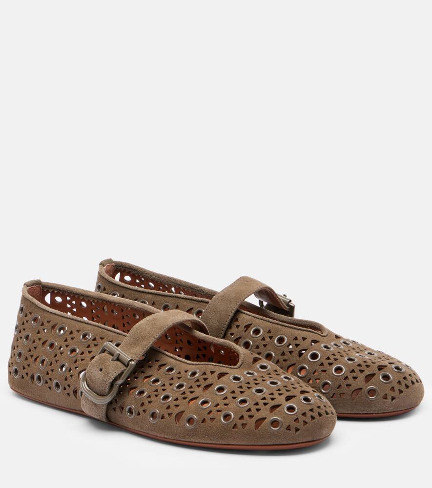 Балетки Mary Jane из замши Alaïa, Tourterelle