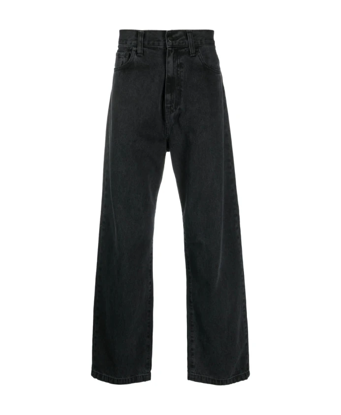 

Черные джинсы из хлопка с эффектом потертости, прямого кроя. Carhartt Wip, черный