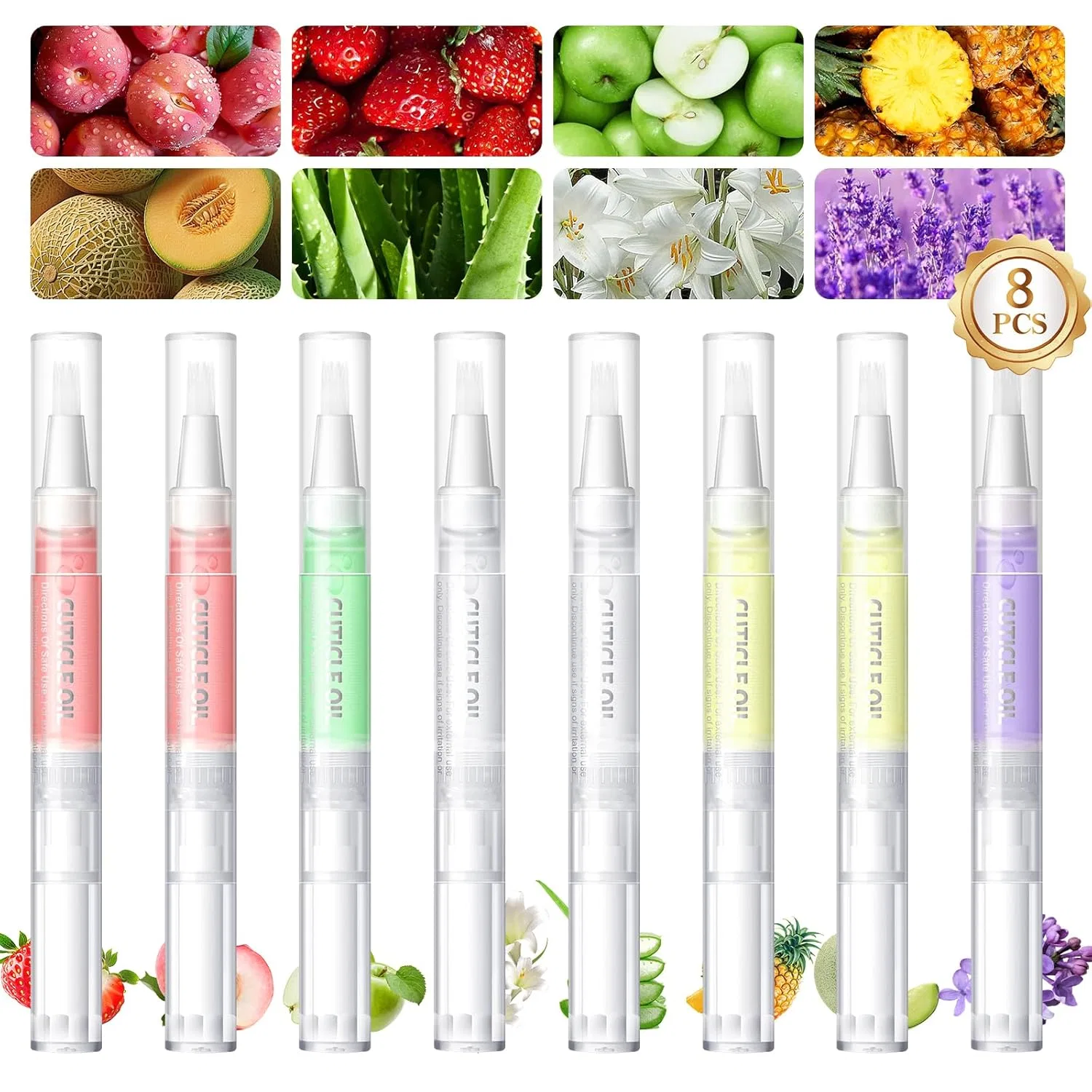 Набор масел-карандашей для кутикулы с витаминами, 8 шт. Peacecolor, Pack Of 8 Nail Oil Cuticle Oil Pens